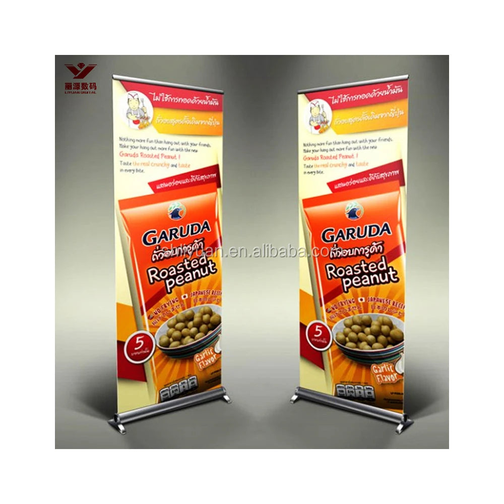 Custom Printed Logo Style Outdoor Waterproof Poster Racks Standing Roll Pull Banner Market Promotion Promotional Banners