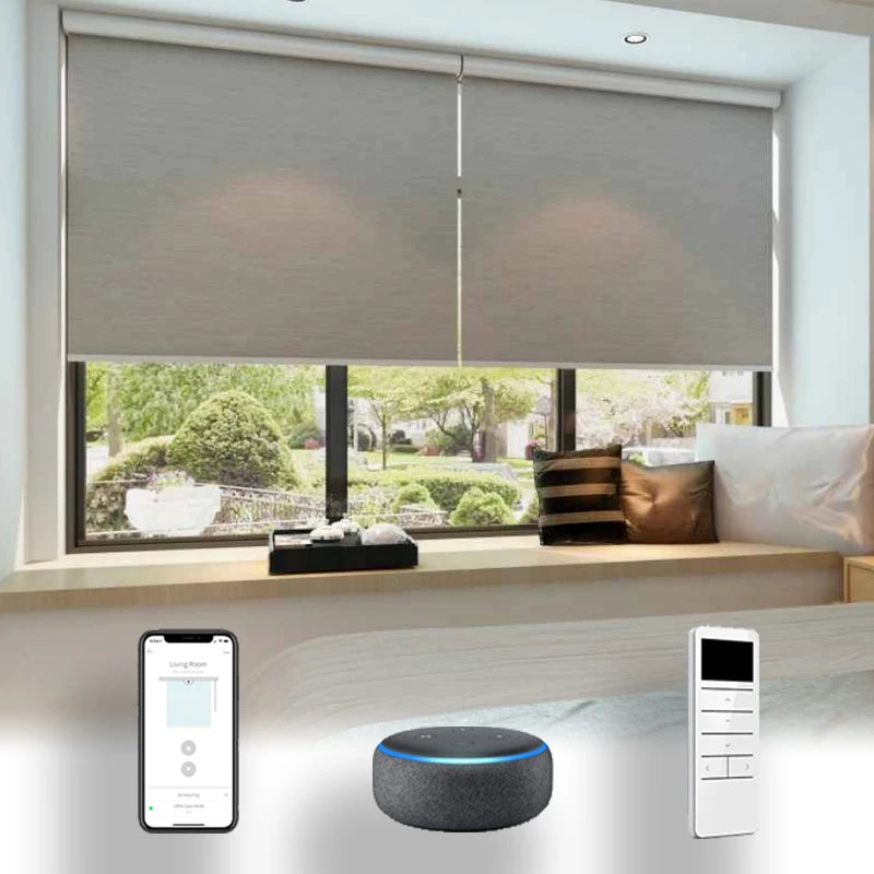 Customized Motorized Home Smart Roller Blind Day and Night Blackout Windproof Motorized Roller Blinds for Window