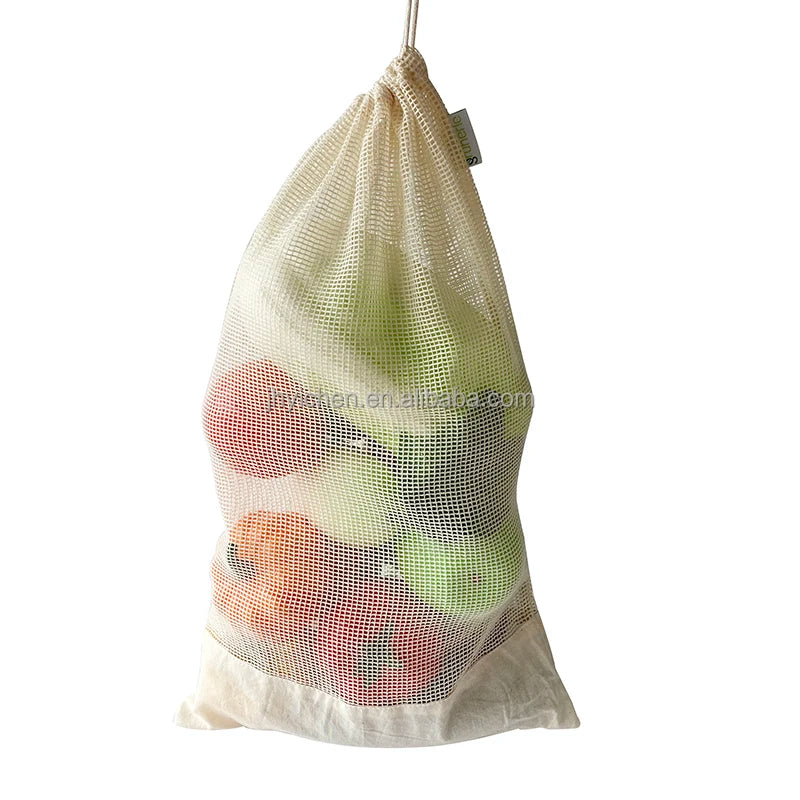 Newly Arrival Food Grade Natural Cotton Drawstring Mesh Cookie Bag for Packaging Canned Food