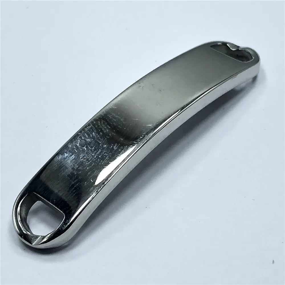 BXNK028 Custom Stainless Steel Two Holes Curved Bar ID Plate Bracelet Jewelry Accessories  Connector