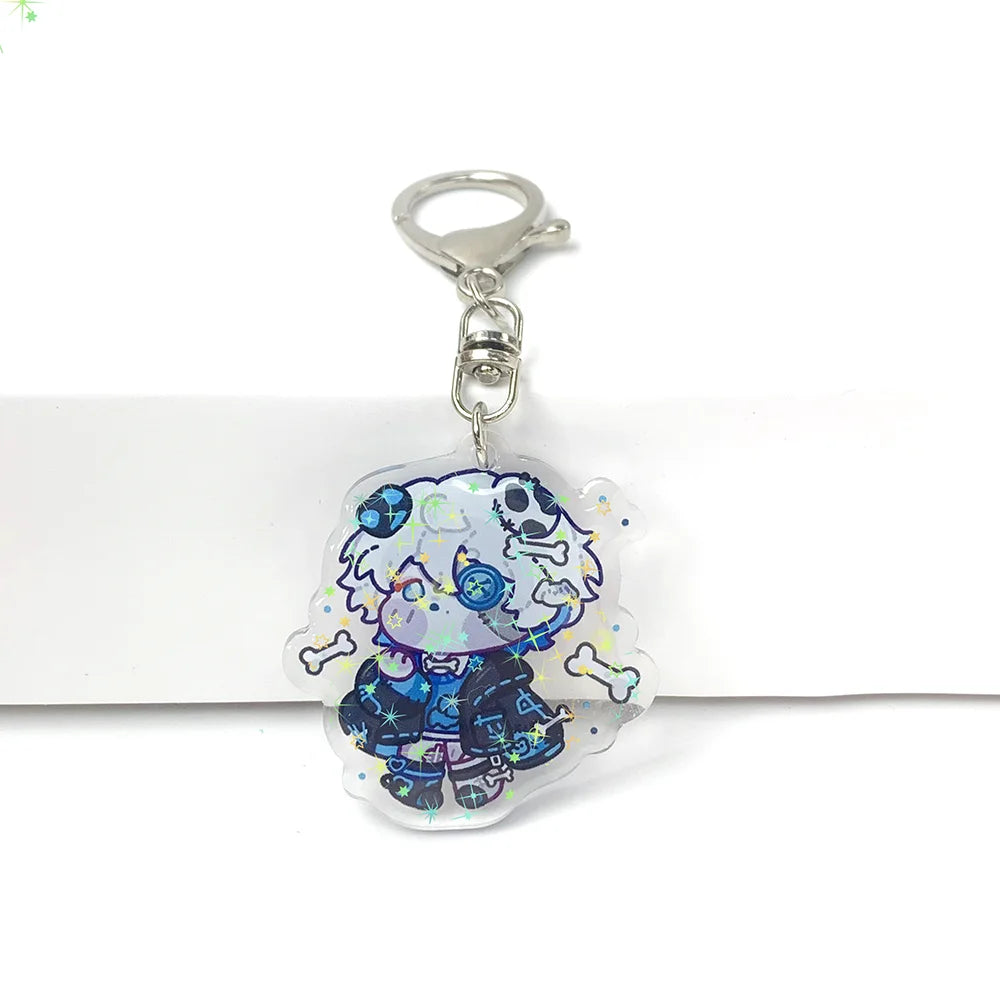 Custom Cartoon Anime Transparent Holographic Star/Holographic Broken Glass Acrylic Keychain Custom Printing Iridescent Acryli