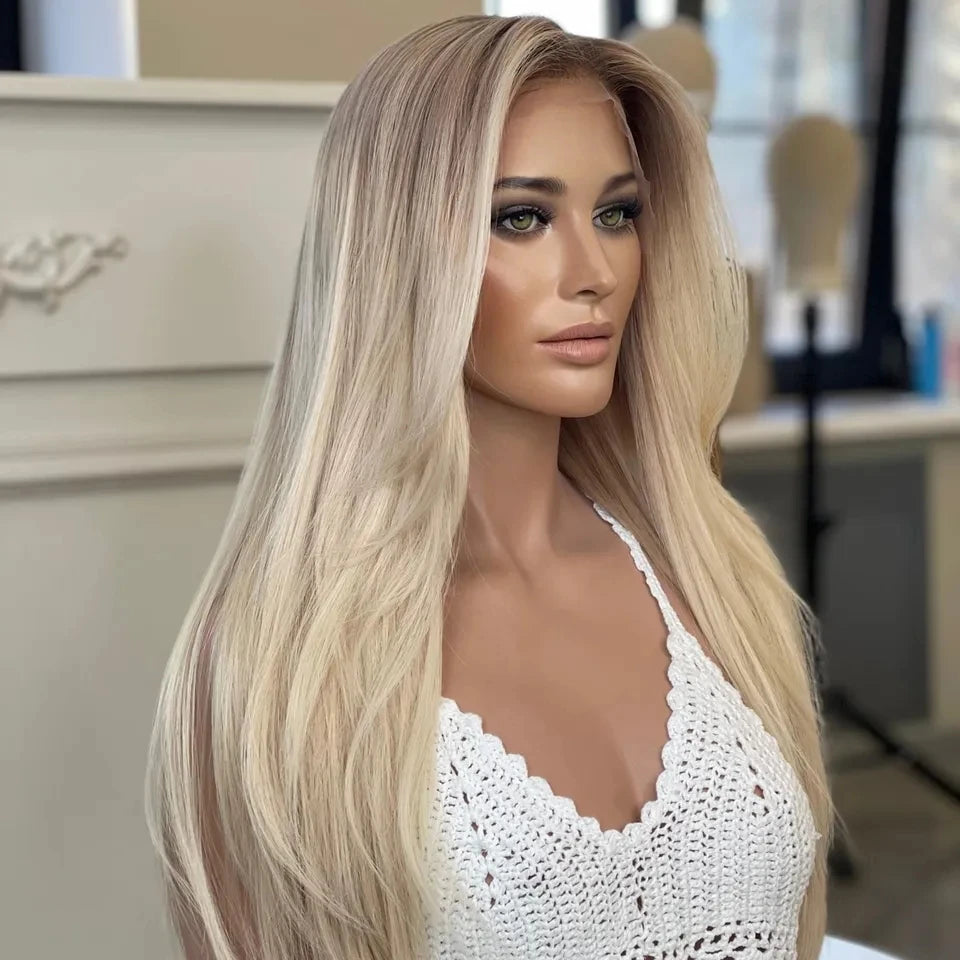 Top Grade 13*6 Lace Front Wigs Human Hair Straight 613 European Hair Natural Hairline Transparent HD Lace for Women
