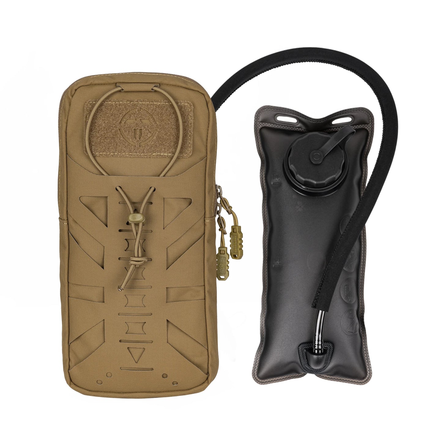 TOPTACPRO 500D Cordura Nylon Tactical Hydration Pouch with Water Bladder Tank 1L Water Bag Laser Cut MOLLE Bag