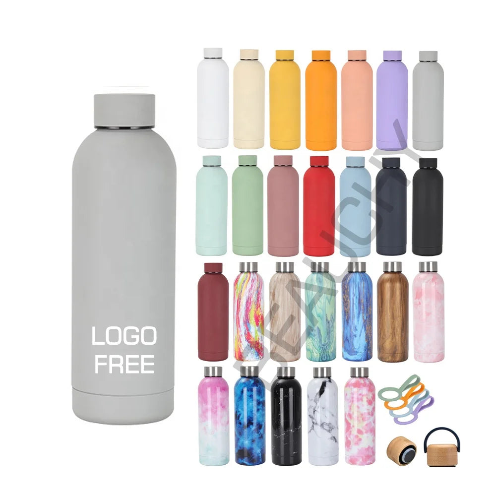 Drink Bottle Stainless Steel Custom Logo Double Wall Vaccum Flask SUS304 Thermal Rubber Paint Matte Sports Water Bottle Bpa F