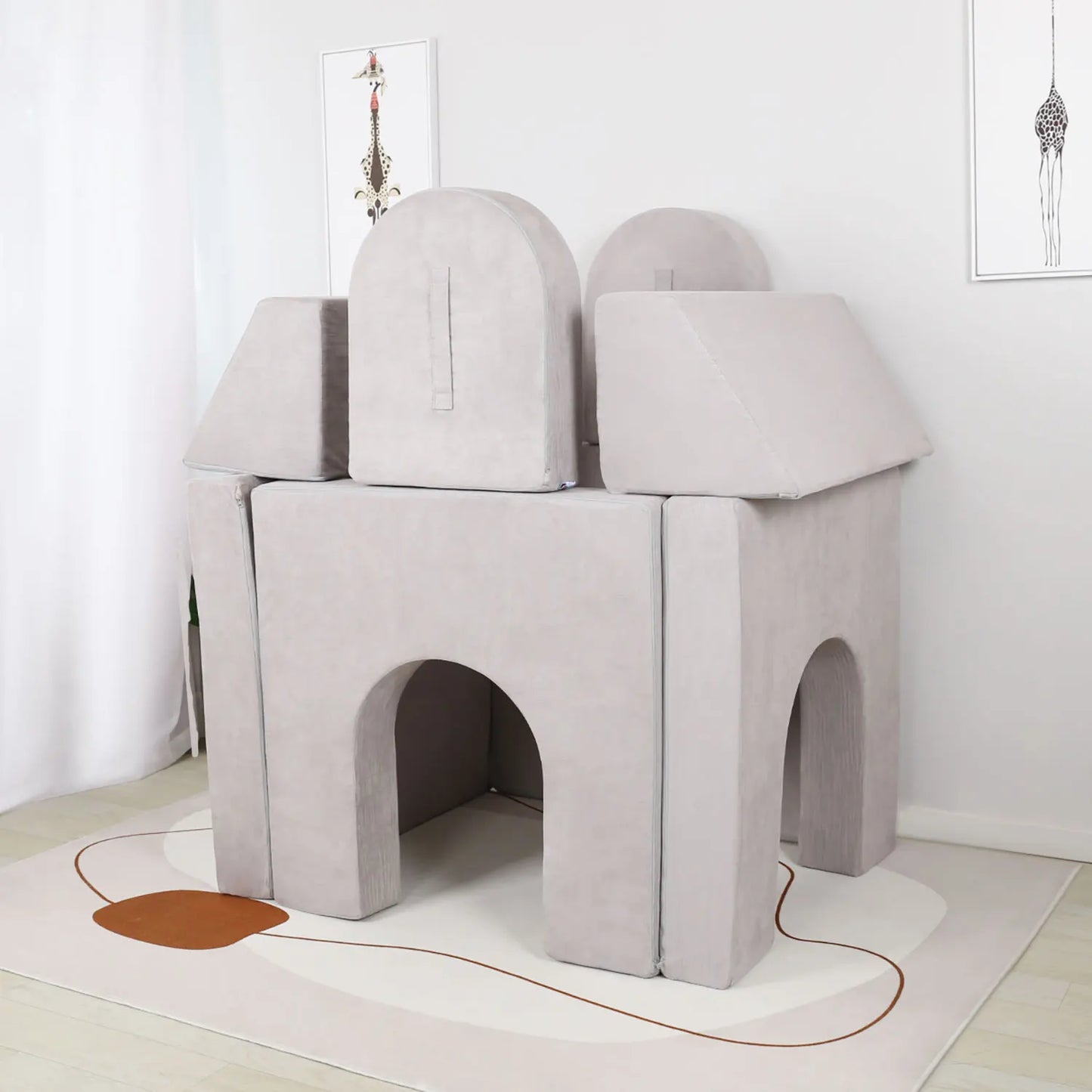Hot Selling 8pcs/set New Design Castle Couch with High Density Foam Removable Cover Multi-functional Foam Couch for Kids Play