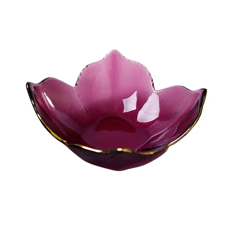 Creative Japanese Gold Phnom Penh Salad Bowl Petals Clear Glass Ice Cream Bowl Living Room Home Fruit Bowl Fruit Plate Tablew
