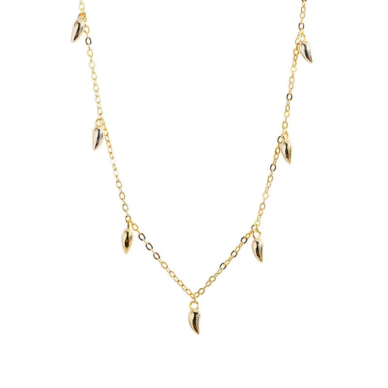 Light Luxury 18K Gold Plated S925 Sterling Silver  Horn Chilli Pendant Necklace Simple Woman Jewelry