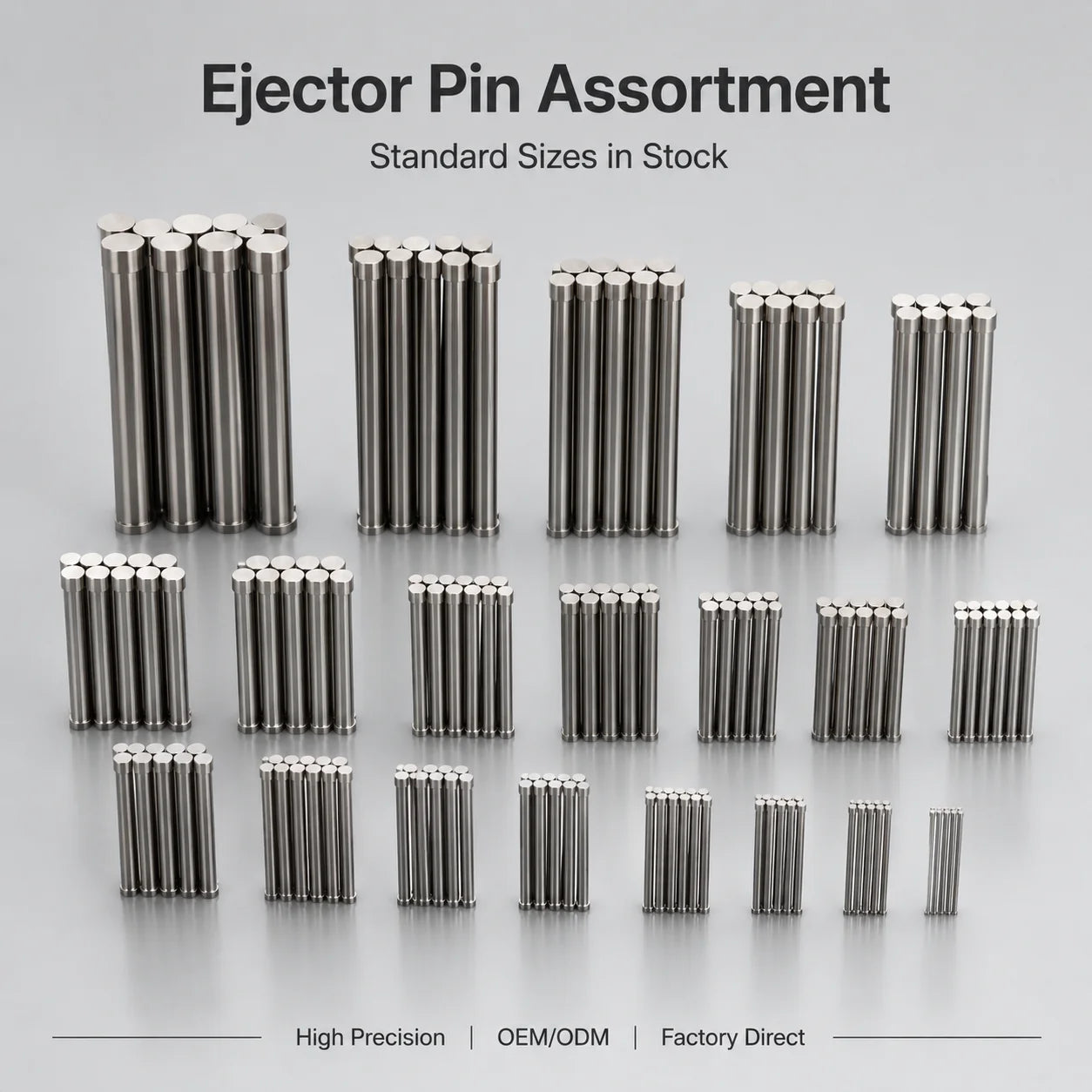 Shortened Sleeve square 1530 Machinery Pin Sets Din1530fh Aluminum Steel Steel Straight Ejector Pin
