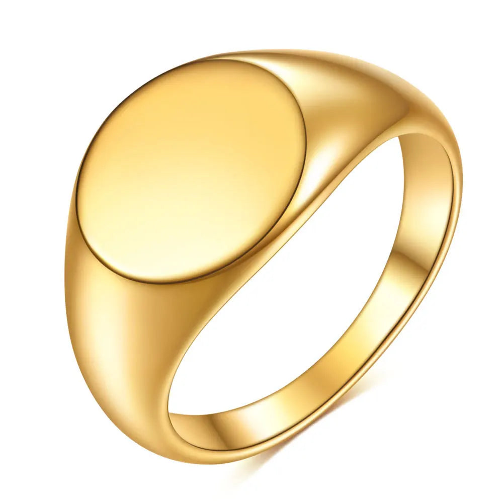 Yiwu DAICY Hot Sale Classic Dome Ring Stainless Steel 18k Gold Band Ring Minimalist Signet Ring Gifts for Couples