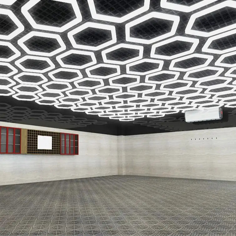 Daylight White Car Detailing LED Hexagon Lights for Garage Wall Ceiling Tube Linkable LED Garage Lights for Working Lighting