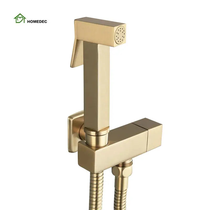 Modern Bathroom Brushed Gold Stainless Steel Toilet Bidet Wall-Mounted Sprayer Set with Eco-Friendly & Easy Installation