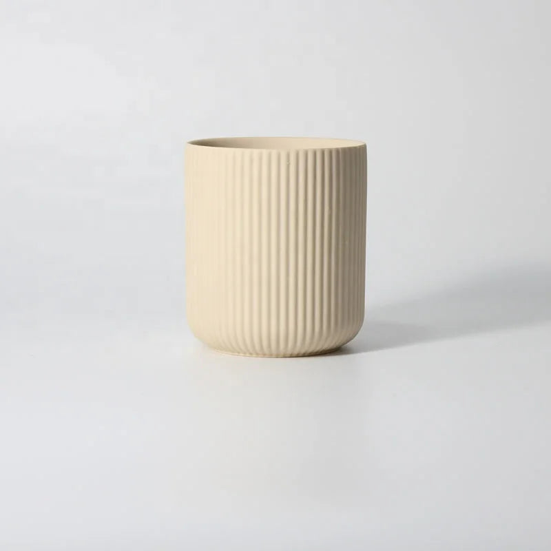 YBH Nordic Eco Luxury Multi-color Cylindrical Ceramic Modern Candle Jar Empty Church Striped Design Christmas Home Decor Cand