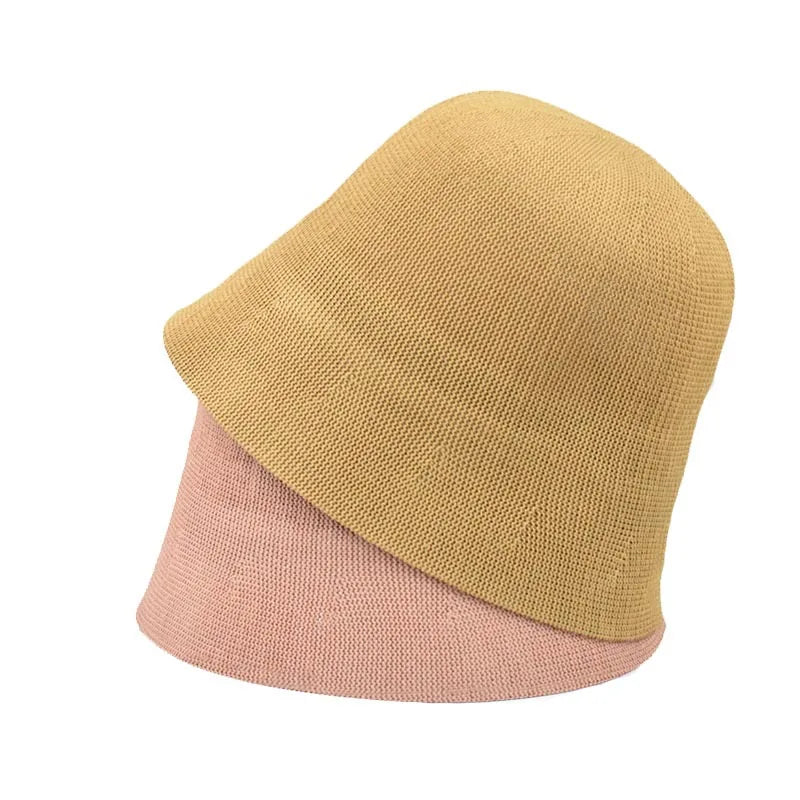 2024 NEW Spring Summun Breathable  Knitted Bucket Cap for Women Simple Design Fashion Fisherman's Basin Hat Accessories
