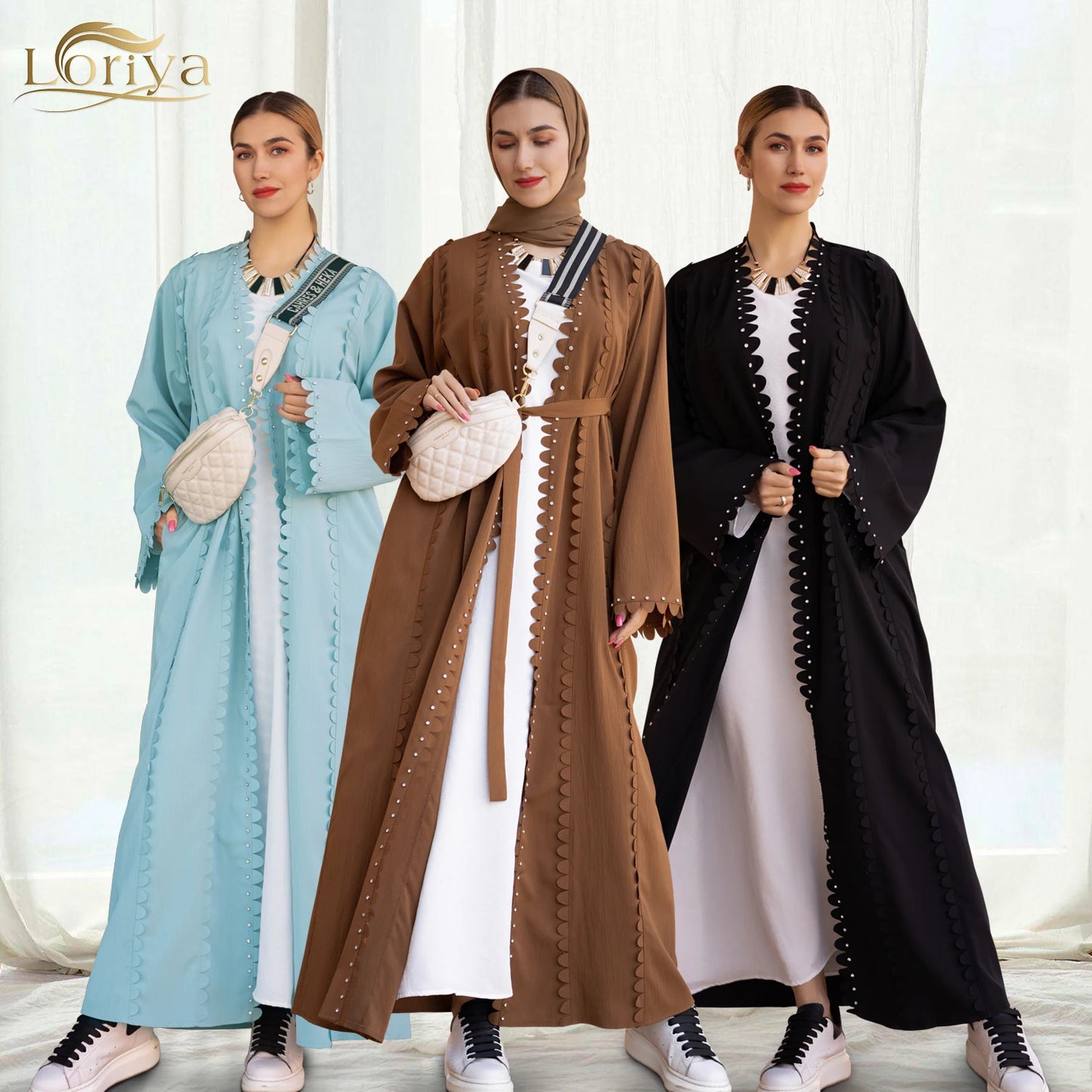 Loriya Wholesale Abaya Manufacturer Solid Color Women Muslim Clothing Dubai Abaya Turkey Open Cardigan