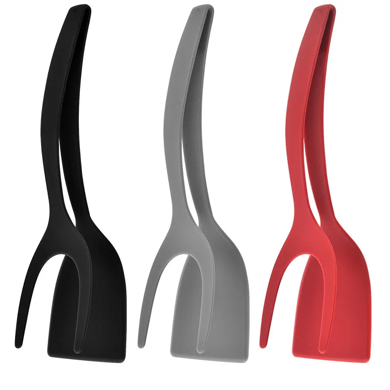 Egg Double Spatula 2 in 1 Grip Steak Turners Flip Tongs Bread Clamp Barbecue Shovel for Kitchen Cook Gadgets Accessories