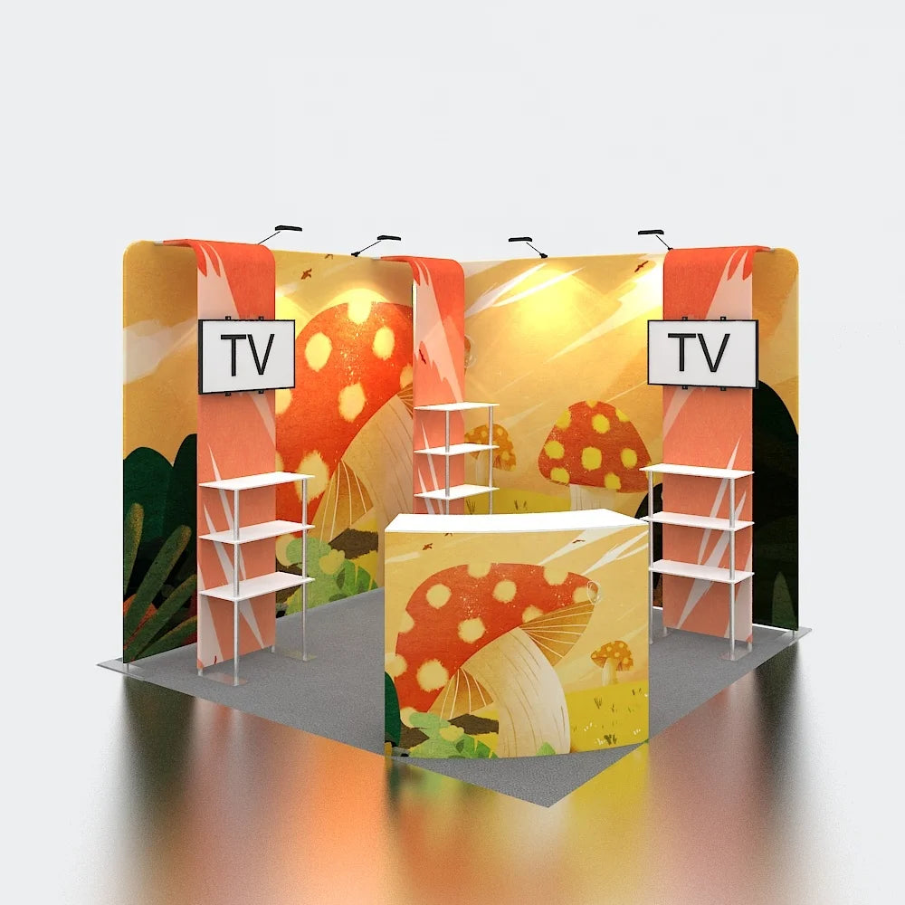 Tension Fabric Expo Aluminum Tool Free 10x10 Portable Trade Show Display Booth Exhibition