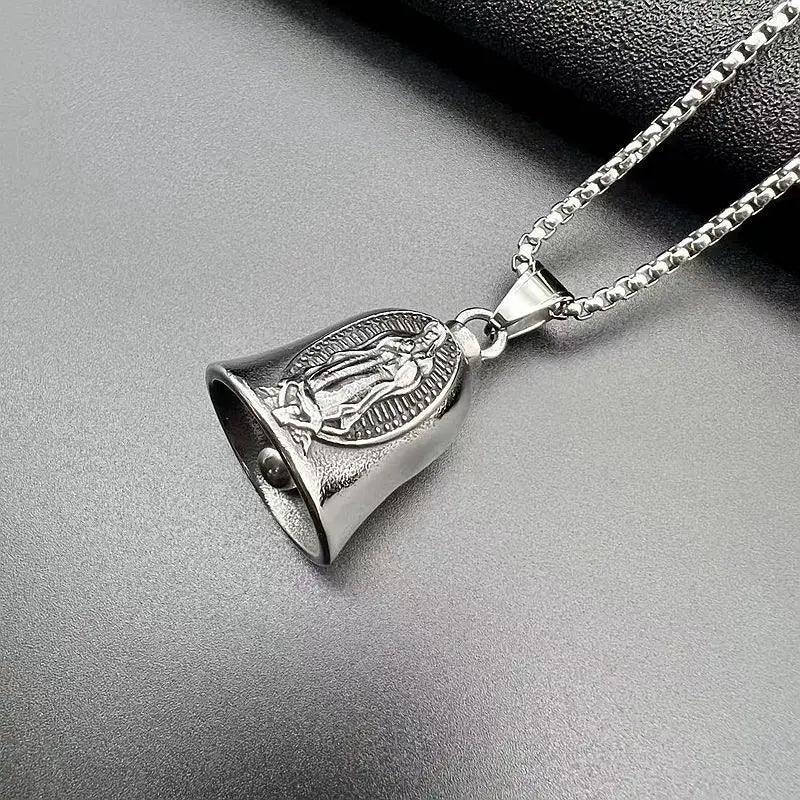 Stainless Steel Motorcycle Bell Guardian Angel Holy Mary Motorcycle Bell Motorcycle Biker Luck Gremlin Riding Bell