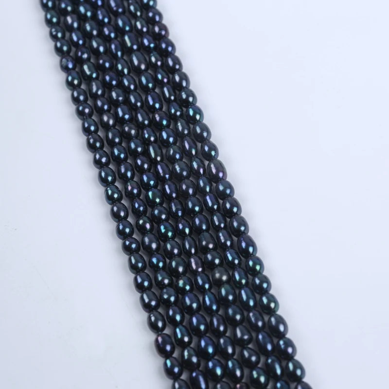 Zhuji 5-6mm Black Freshwater Natural Pearl Rice Shape Stand for DIY Jewelry Making