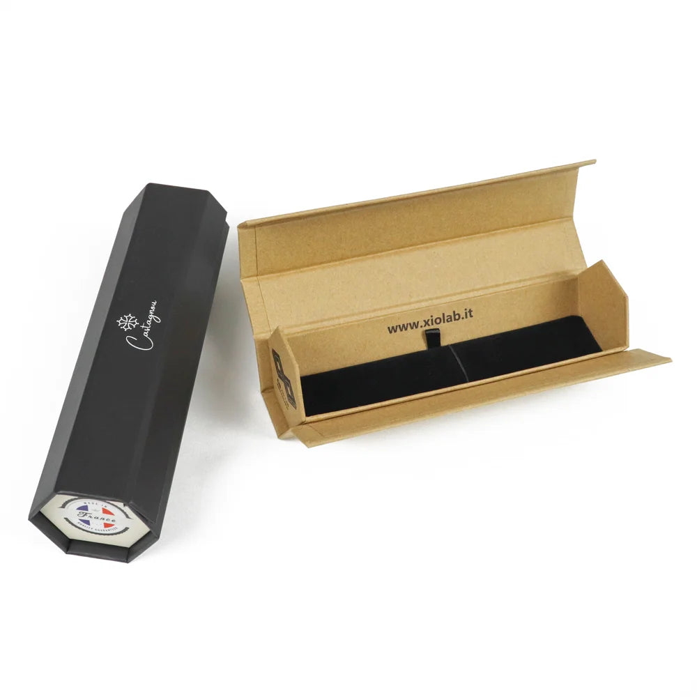 New Design Rigid Cardboard Packaging Veneer Pen Box Hexagon Pick up Storage Folding Magnetic Closure Multifunctional Veneer B