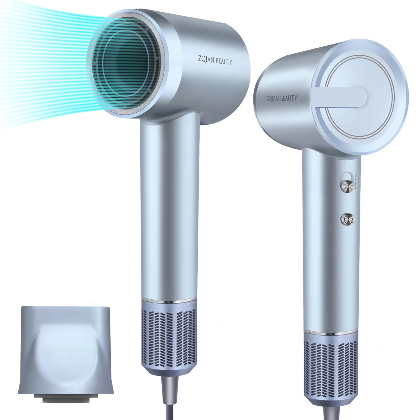 Leeons Professional High Speed 110000 RPM 3-Speed BLDC Hair Dryer Brush Set with Wrap Styler White/Blue Plastic for Salon Use
