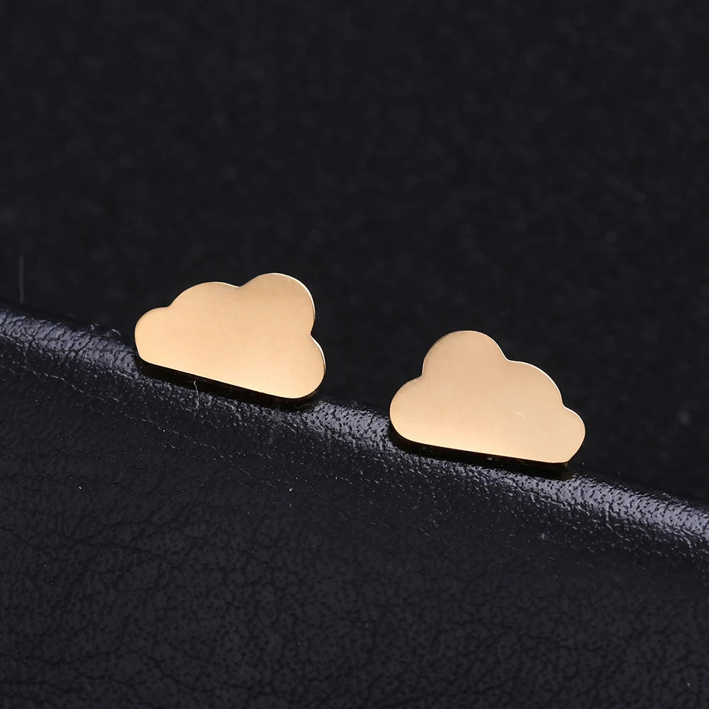 Romantic Cloud Shape Stainless Steel Ear Studs Minimalist Korean Fashion Charm Earrings for Women Party Y2k Jewelry Fine Gift