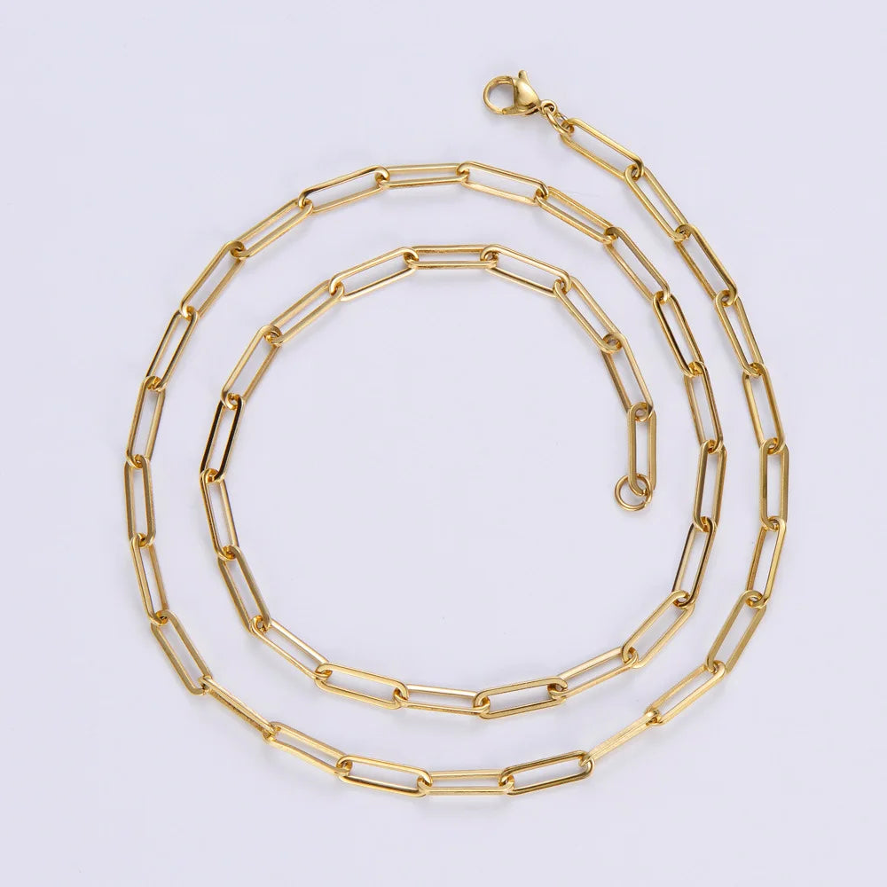 Trendy 18K Gold-Plated Stainless Steel Chain Necklaces for Women Simple Non-Fading Stainless Steel Jewelry Accessories Wholes