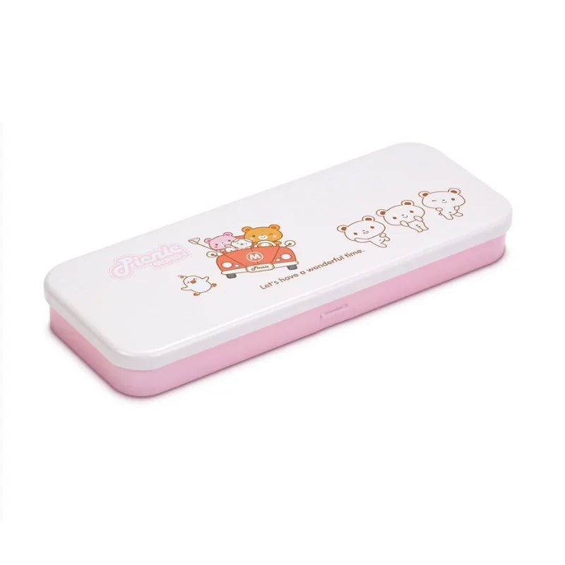 Deli 95560 pink Cute Cartoon Pencil Box Little Girls Double-layer Large-capacity Pencil case for Students 96pcs Per Carton Se