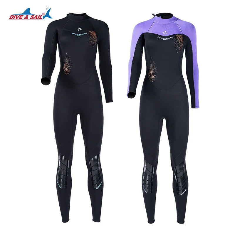 DIVE&SAIL 3mm Neoprene Wet Suit with Back Zipper Long Sleeve Pants Snorkeling Swimming Sportswear Wetsuits