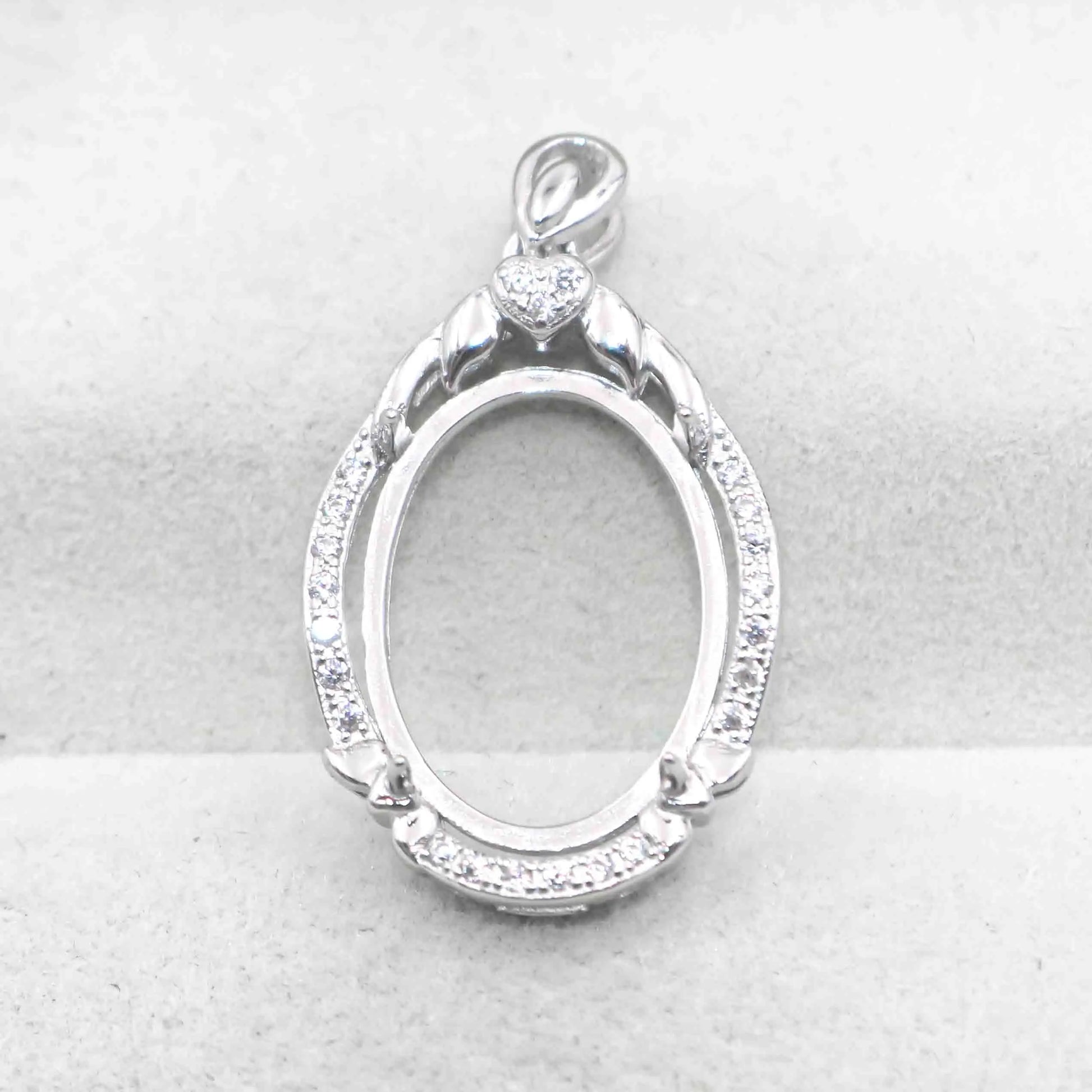 Sterling Silver 13*18mm Semi Mount Pendant Empty Frame Blank Support Setting S925 Base Holder Without Center Stone for DIY In
