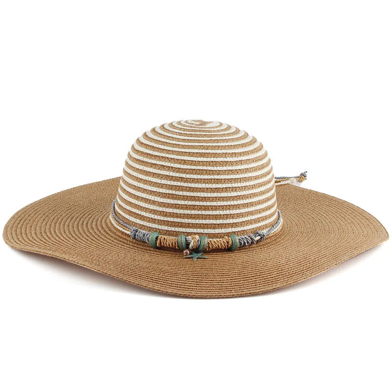 Women Summer Wide Brim Straw Hat Beach Foldable Sun Hats Floppy Roll up Uv UPF 50+ Caps