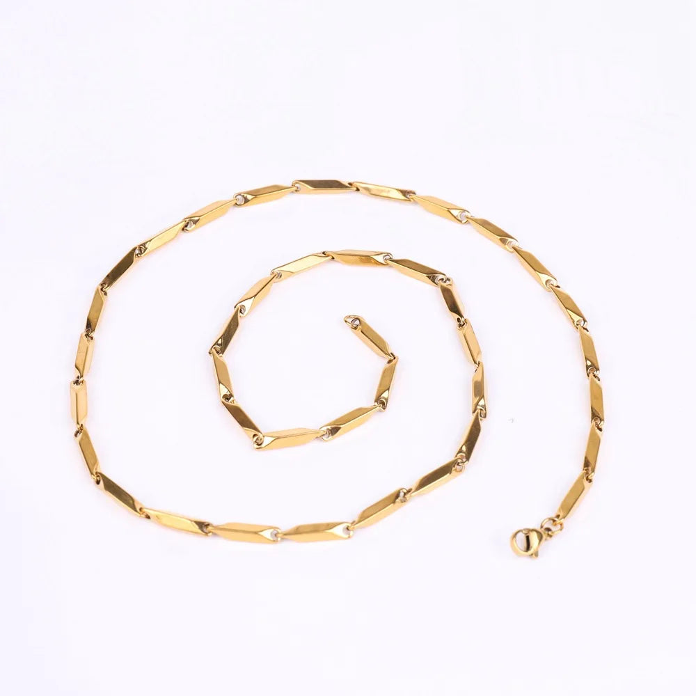 3.0mm Stainless Steel Ingot Chain Stacked Chain Link Necklace