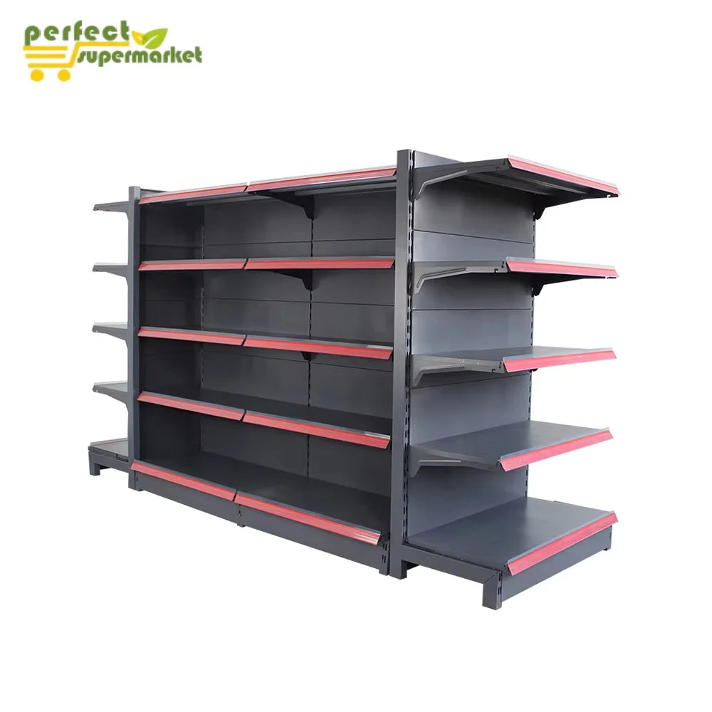 Supermarket Shelves Double-Sided Metallic Heavy Duty for Retail Stores & Grocery Display
