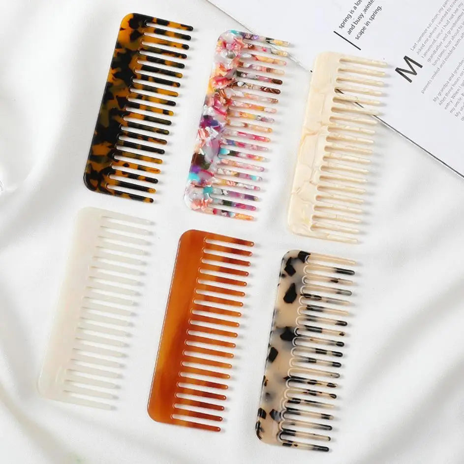 Hot Selling Custom Logo 4mm Wide Tooth Comb Cellulose Acetate Combs Anti-Static Acetate Hair Comb Party Favors