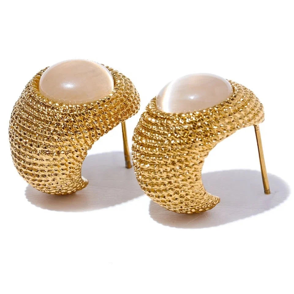 Vintage Stainless Steel Women's Earrings 18K Stylish French Design Exquisite Premium Studs Earrings