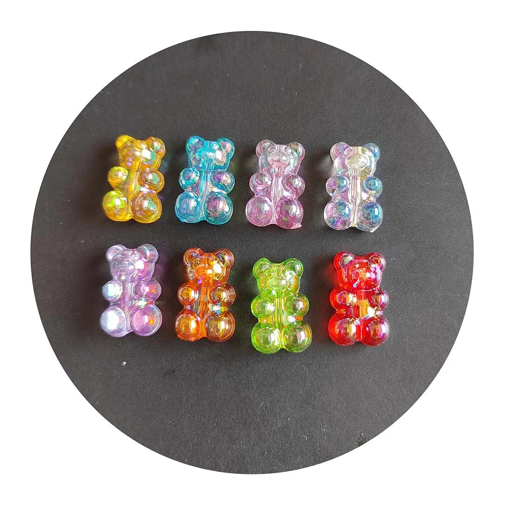 100PCA Cawaii Color Gumdrop Bear Candy Flat Back Acrylic Beads Charms DIY Girls Hair Accessories