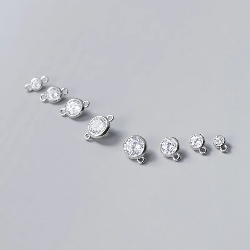 4mm 5mm 6mm 7mm 925 Sterling Silver Round Zircon Pendant Connecting Clasp Jewelry Accessories