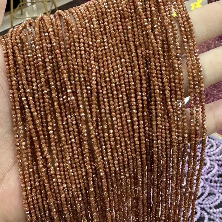 2mm Faceted Round DIY Necklace Bracelet Jewelry Natural Faceted Golden Sand Sandstone Beads