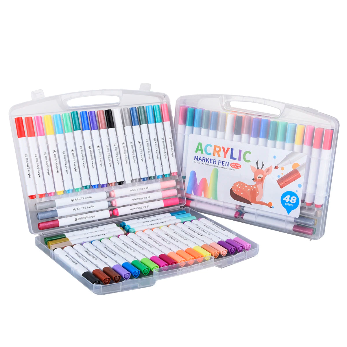 Acrylic Marker Pens Set 12 24 36 48 Colors Custom Logo Kids Drawing Markers Felt Tip Pen for Art Supplies