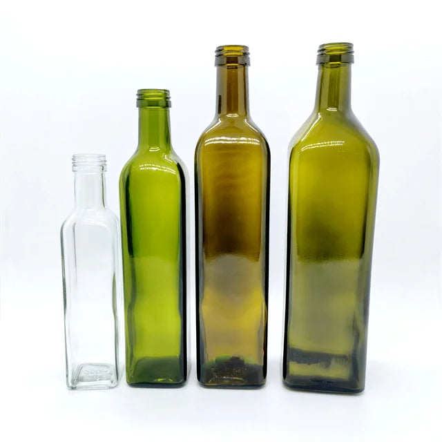 250ml 500ml 750ml 1000ml Square Olive Oil Glass Bottle Marasca Bottle Avocado Oil Bottle With Aluminium Cap