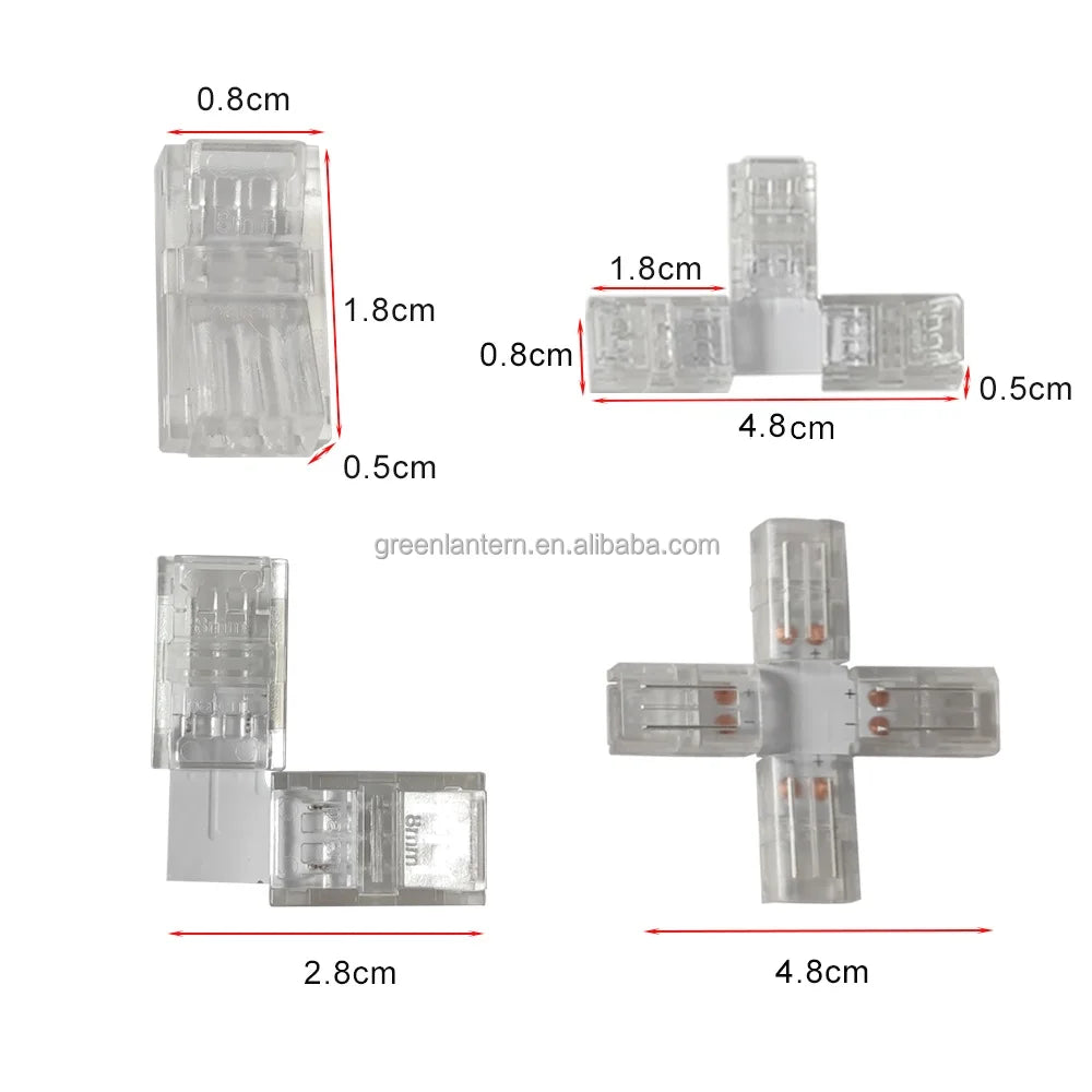 I L T X 2 Pin LED Connector 8mm 10mm Transparent Seamless 2 Pin Fast Connector IP20 IP65 Waterproof LED Strip Lighting Access