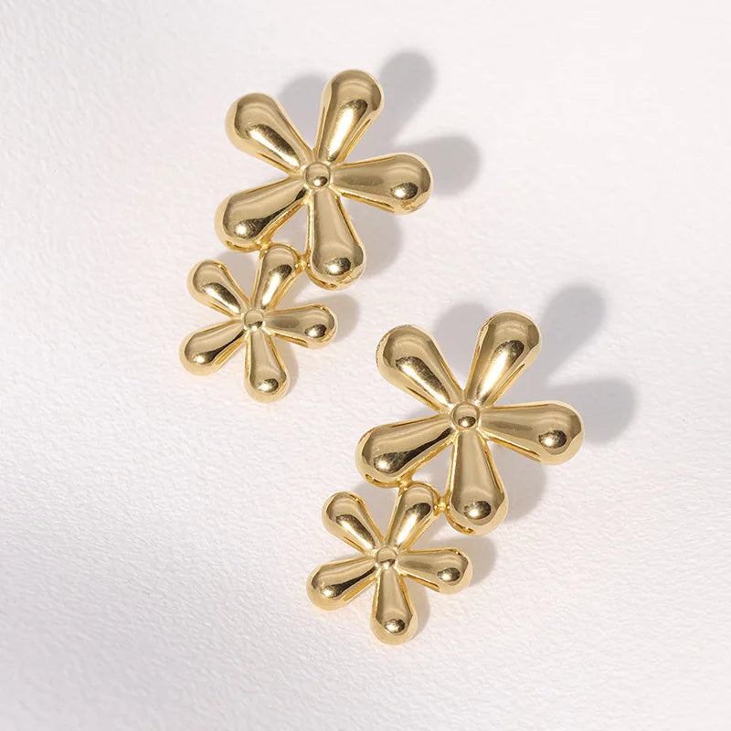 Beimai OEM Stainless Steel Flower Stud Earrings Stylish and Cute Design Sweet and Fashionable