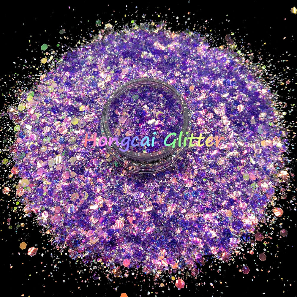 Neon Chunky Mixed Glitter Bulk 1kg Polyester Glitters for Nails Design Christmas Decorations