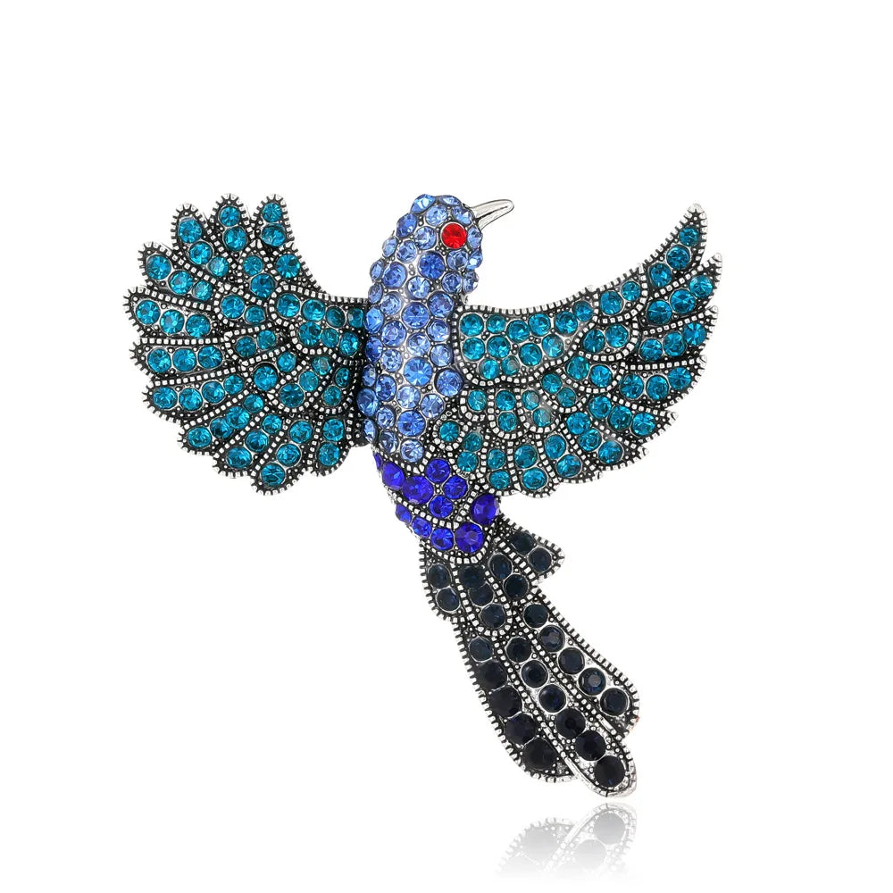 DRAL1101 Diamond Inlaid Retro Bird Brooch Eagle Brooch Hummingbird Brooch Animal Style Exaggerated European and American