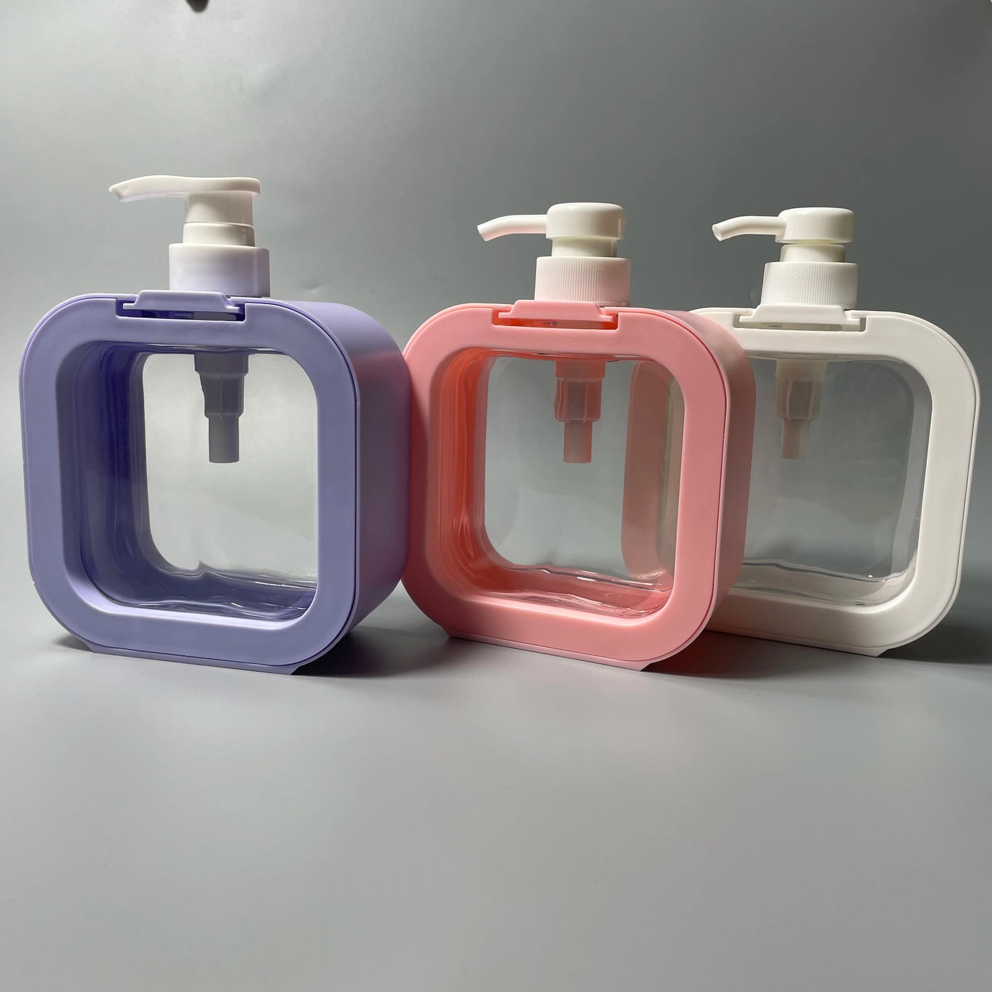300ml Square Shaped Cosmetic Container Plastic Colorful Hand Wash Liquid Soap Foam Bottles Body Lotion Bottle with Pump