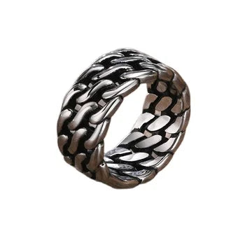 New Style Hot Sell Minimalist Stainless Steel Strap Ring Steel Color Trendy Men's Retro Fashion Jewelry Rings Wholesale