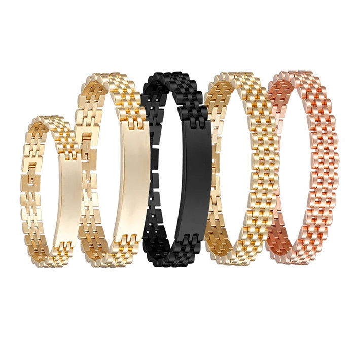 Fatingna Fashion Simple Plated Stainless Steel Watch with Couple Bracelet Wholesale Price Fashion Chain & Link Bracelets