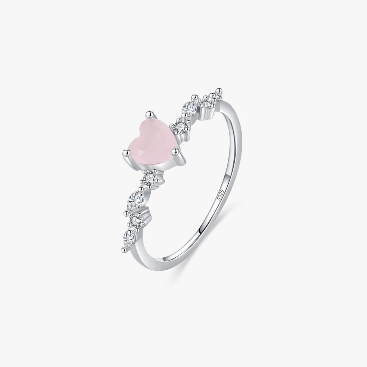 S925 Sterling Silver Natural Crystal Gemstone Ring Heart Love Engagement Wedding Rings Cute Smart Rings for Women Gift Wholes
