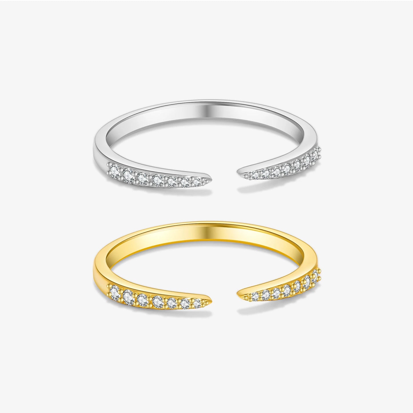 FUAMAY 1.8mm Dainty Eternity Band Classic Platinum Open Ring with Adjustable 925 Sterling Silver for Women's Wedding and Part