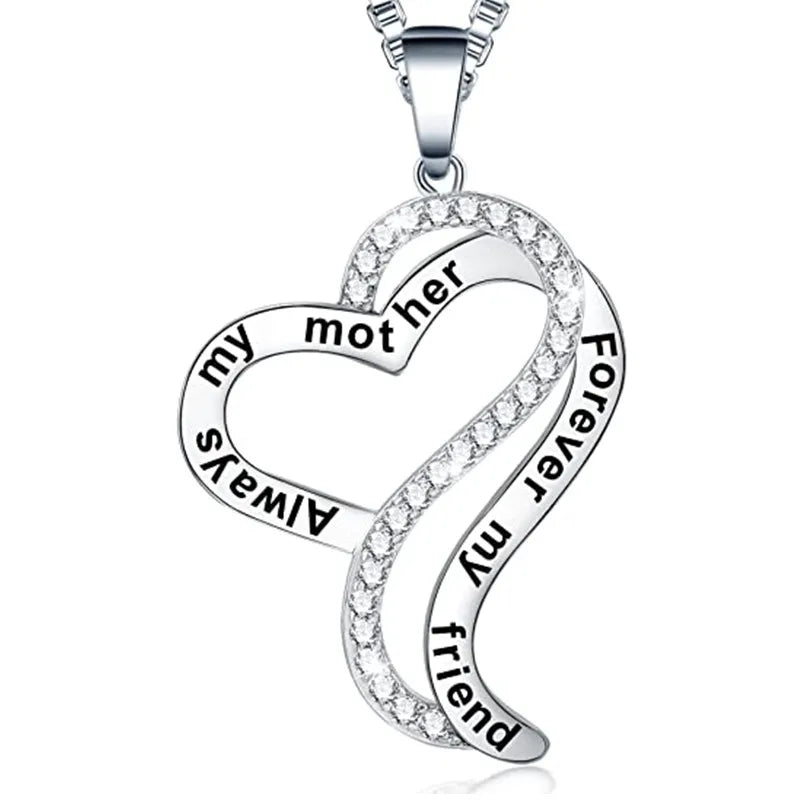 CAOSHI Mom Necklace Thanks Giving for Mother's Day Heart Gift Fancy Silver Plated Chain Fashion Versatile Women Jewelry Neckl