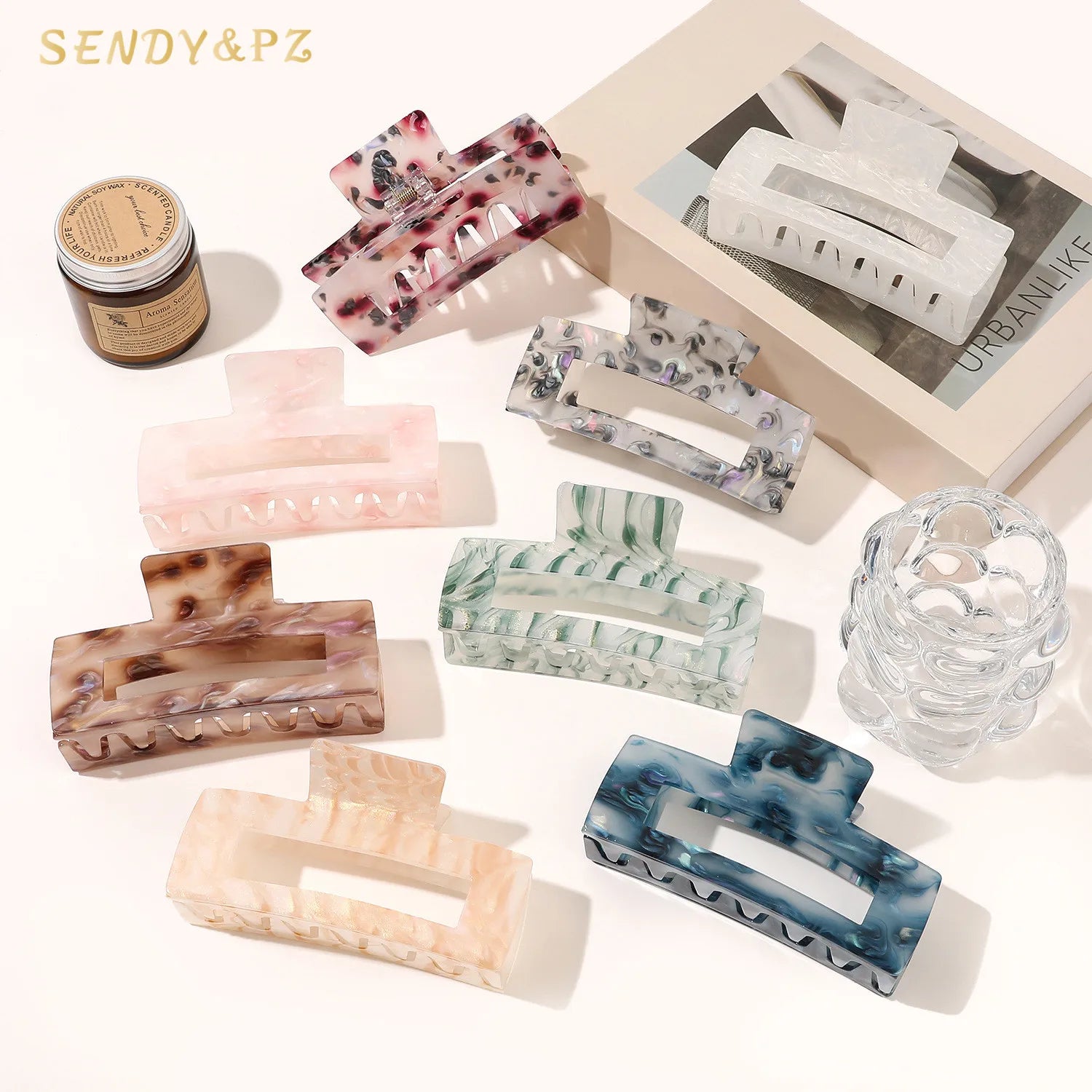 Women's New Korean Oversized 12.5CM Square Acrylic Hair Clip High-End Shark Clip Hair Accessories Hair Claw